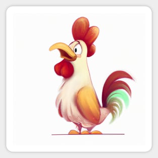 Cute Rooster Drawing Sticker